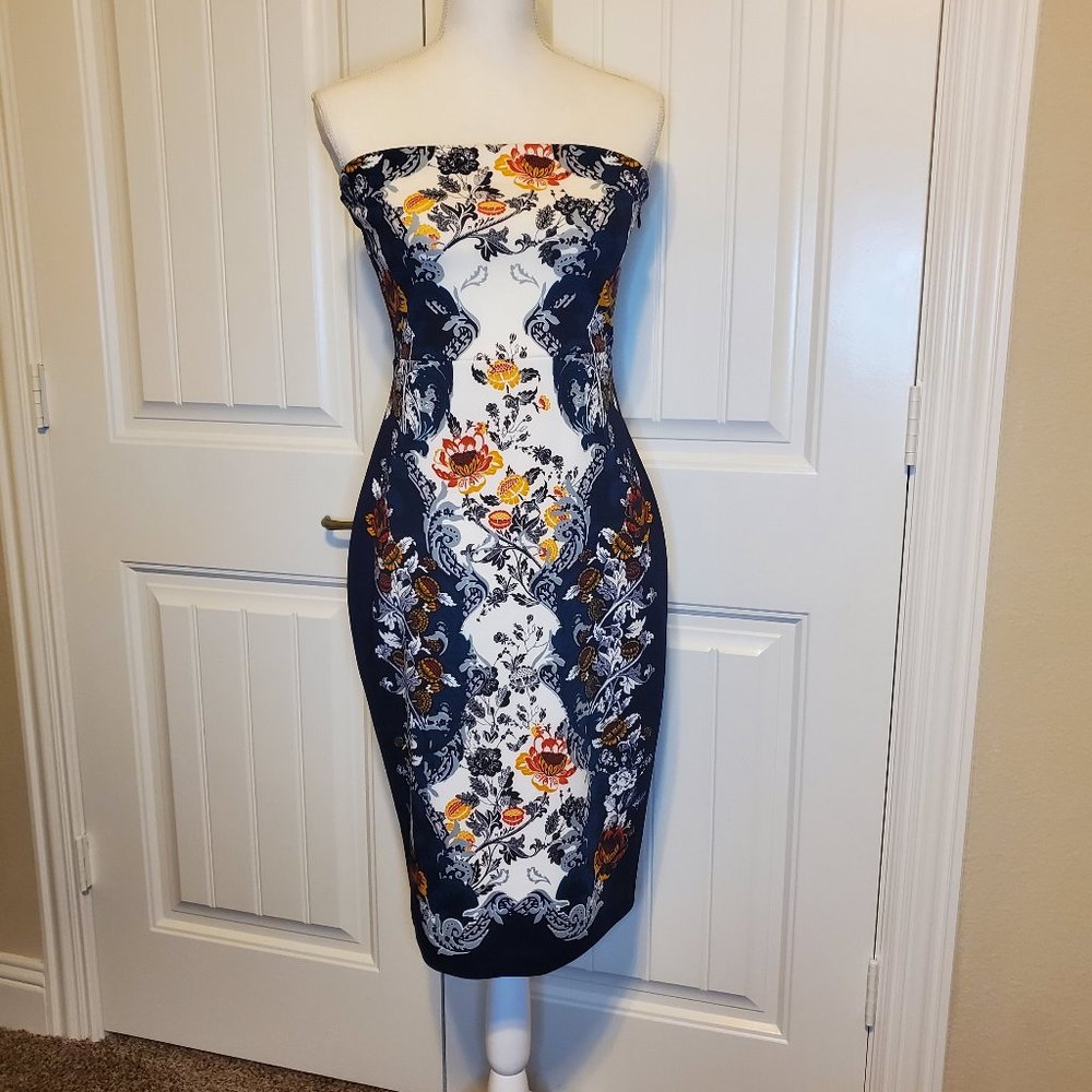 Express Strapless Fitted Midi Dress